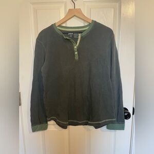 Pact 100% Organic Cotton Thermal Henley Pajama Top in Forest Green Size XL